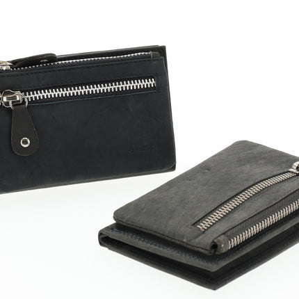  Dames portemonnee leer met rits | portemonnee dames veel pasjes | 14cm x 9cm - 12 kaartsloten - 7 vakken | rfid | ideaalcadeautjes grijs  heren - portemonnee pasjes - portemonnee creditcard - portemonnee met creditcardhouder - creditcard portemonnee - le