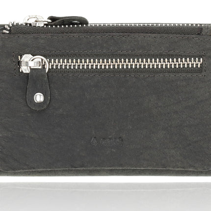  Dames portemonnee leer met rits | portemonnee dames veel pasjes | 14cm x 9cm - 12 kaartsloten - 7 vakken | rfid | ideaalcadeautjes grijs  heren - portemonnee pasjes - portemonnee creditcard - portemonnee met creditcardhouder - creditcard portemonnee - le