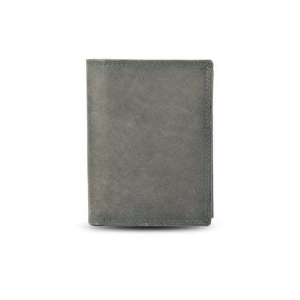 Olijf Leren Portemonnee Heren | 12.5cm x 9.5cm x 2cm | 8 Kaartsleuven | 2 Ruime Biljetvakken | 4 Doorzichtige Vakken voor ID | 1 Verborgen Ritsvak |  RFID Bescherming | Echt Leer | Perfect Cadeau met Unieke Combinatie van Functionaliteit 