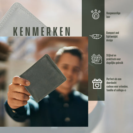 Leren Portemonnee Unisex Olijfgroen - Compact, Duurzaam en Functioneel - 11cm x 9cm x 2cm - Veelzijdige Opbergruimte