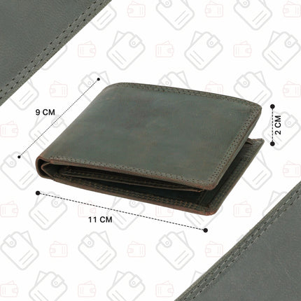 Leren Portemonnee Unisex Olijfgroen - Compact, Duurzaam en Functioneel - 11cm x 9cm x 2cm - Veelzijdige Opbergruimte