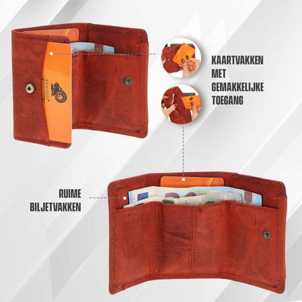 Kleine portemonnee pasjes en geld |dames & heren | anti skim met 2 pasjeshouder & muntvak | ideaal kerstcadeautjes | 9.8x6.5x2 cm – rood 