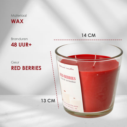Grote Geurkaars Rood Berry - Goedkope Geurkaarsen Online voor Woonkamer & Eatkamer - 48 uur brandduur - Drie Lonten Dinerkaars