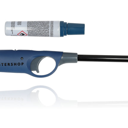 Elektrische aansteker incl. navulling | set van 2 in blauw | 25.5cm lengte | navulbare gasaansteker voor kaarsen, kamperen & meer 