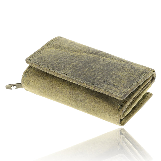 Leren Overslagportemonnee Heren & Dames | Anti Skim Unisex Portemonnee met Rits | 11 Pasjeshouder | Compacte Portefeuille van Echt Leer | Kerstcadeau voor Mannen & Vrouwen - 12.5x8.5 cm 