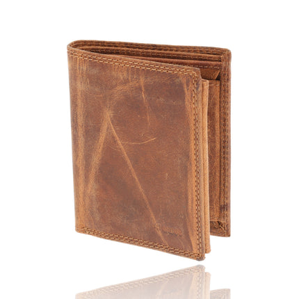 Leren Portemonnee Pasjes & Briefgeld | 8 Pasjeshouder | RFID Bescherming | Tan Echt Leer | 11X9X2cm | Ideaal als Cadeau voor Mannen & Vrouwen