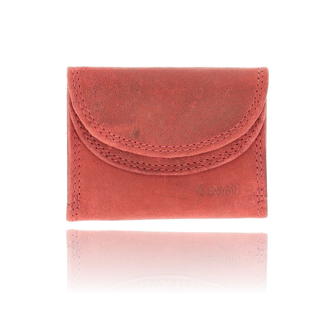 Portemonnee met Dubbele Kleppen | Overslag Portemonnee Dames & Heren | RFID Bescherming | Rood | 2 Pasjeshouder, Bil & Muntvak | 9x7x2cm 