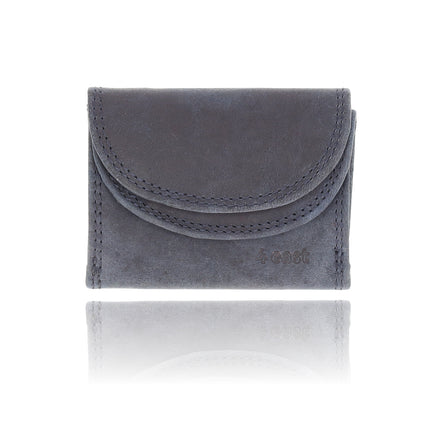  Portemonnee Met Dubbele Kleppen | Unisex Overslag Portemonnee met RFID Bescherming | Handige Portefeuille Heren & Dames | 2 Pasjeshouder, Bil & Muntvak | 9x7x2cm - Navy