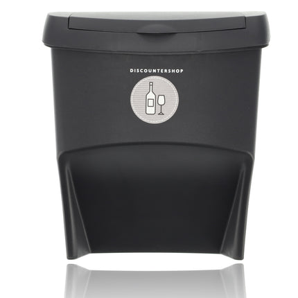 Afvalscheidingsbakken  3 Stuks- 22L  (66L Totaal) - Stapelbare Recycling Prullenbakken -Afval Prullenbakken zwart