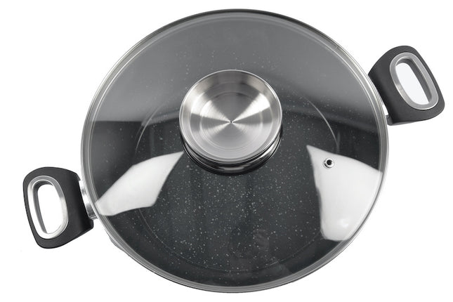 serveerpan - Aroma serveerpan met keramisch coating-  glazen deksel - Ø28cm 