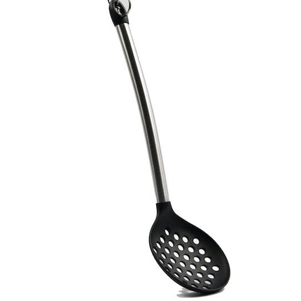 Essentiële Keukengerei Set | 7-delig | Zwart | Schuimspaan, Lepels, Spatel - Kunststof | Rvs, 650g