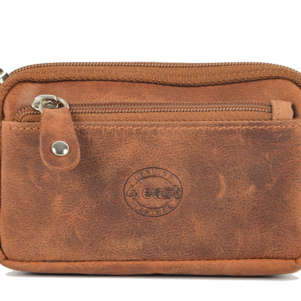 Auto sleutel portemonnee leer – RFID sleuteletui heren & dames – compacte sleutel organizer en kleine portemonnee met rits