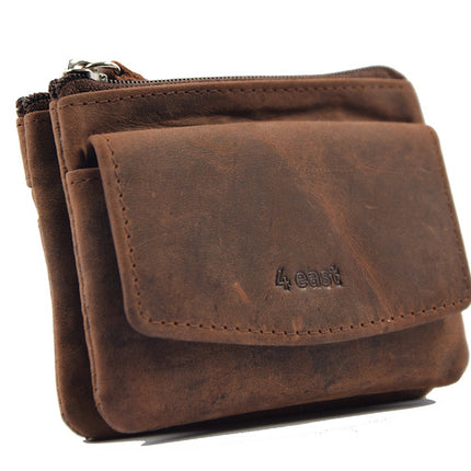 Sleuteletui portemonnee - portemonnee etui - ring portemonnee - pasjeshouder met rits - rits portemonnee - 3 ritsen portemonnee - buffelleer portemonnee - portemonnee met 4 vakken