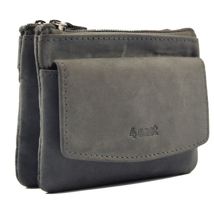 Sleuteletui portemonnee - portemonnee etui - ring portemonnee - pasjeshouder met rits - rits portemonnee - 3 ritsen portemonnee - buffelleer portemonnee - portemonnee met 4 vakken