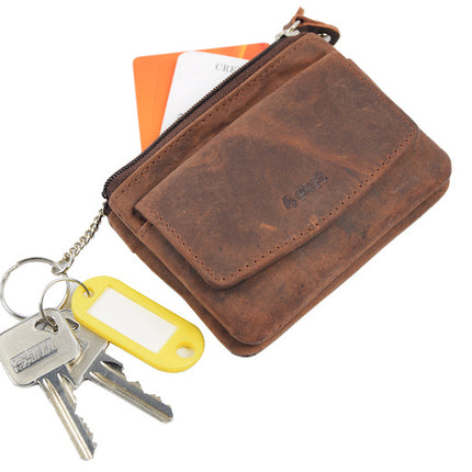 Sleuteletui portemonnee - portemonnee etui - ring portemonnee - pasjeshouder met rits - rits portemonnee - 3 ritsen portemonnee - buffelleer portemonnee - portemonnee met 4 vakken