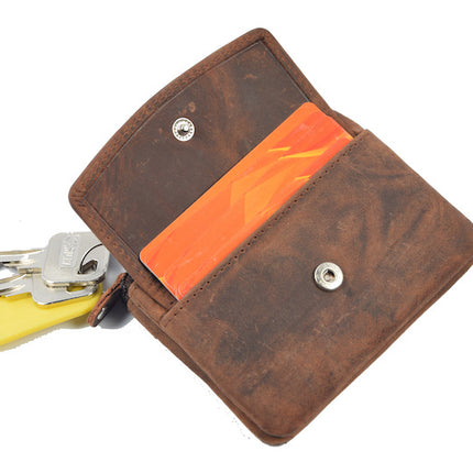 Sleuteletui portemonnee - portemonnee etui - ring portemonnee - pasjeshouder met rits - rits portemonnee - 3 ritsen portemonnee - buffelleer portemonnee - portemonnee met 4 vakken