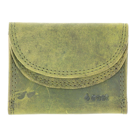 Overslag Portemonnee Dames & Heren | Met Dubbele Kleppen | RFID Bescherming | Olive Unisex Portefeuille | 2 Pasjeshouder, Bil & Muntvak | 9x7x2cm 