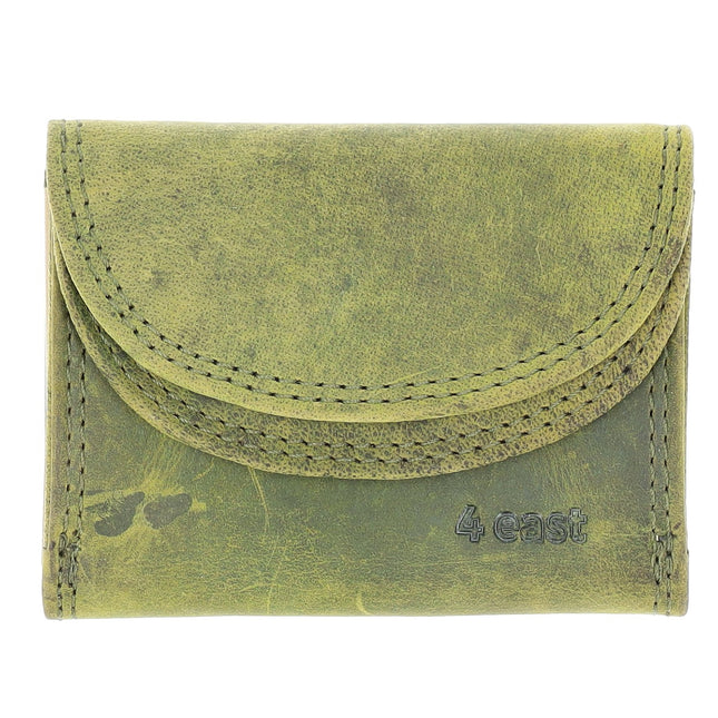 Overslag Portemonnee Dames & Heren | Met Dubbele Kleppen | RFID Bescherming | Olive Unisex Portefeuille | 2 Pasjeshouder, Bil & Muntvak | 9x7x2cm 