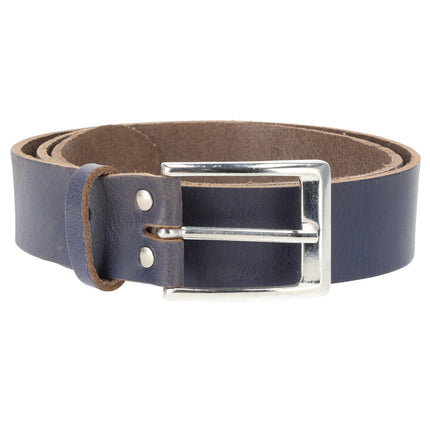 Leren Broekriem Jeans | Unisex Riem Heren & Dames | Echt Leer - Blauwe Jeans Riem | Riemmaat 85cm – Totale lengte 102.5cm | 3.5cm Breedte 