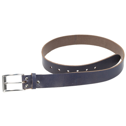 Leren Broekriem Jeans | Unisex Riem Heren & Dames | Echt Leer - Blauwe Jeans Riem | Riemmaat 85cm – Totale lengte 102.5cm | 3.5cm Breedte 
