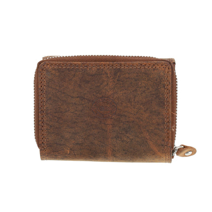 Overslagportemonnee met Rits | Kliene Portemonnee Voor Heren & Dames | Leren Portemonnee met RFID | 5 Pasjeshouder | Cadeau voor Hem & Haar | 11x9x3 cm – Vintage Bruin
