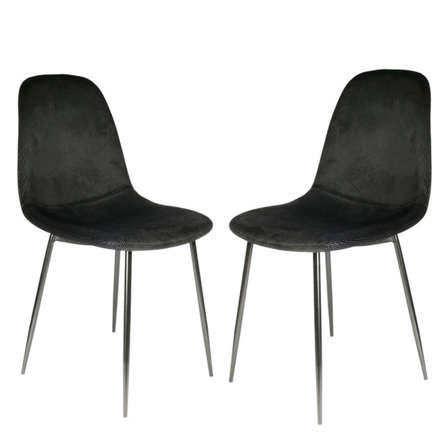 Eetkamerstoelen Kuipstoel corduroy - Zwart Velvet eetkamerstoel - Fluweel stoel Velvet stoelen - Eetkamerstoelen - Eettafel stoelen