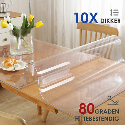 Tafelbeschermer 120x60 cm - Transparant Glashelder, Hittebestendig & Antislip - Duurzaam Tafelkleed van 1 mm Dikte