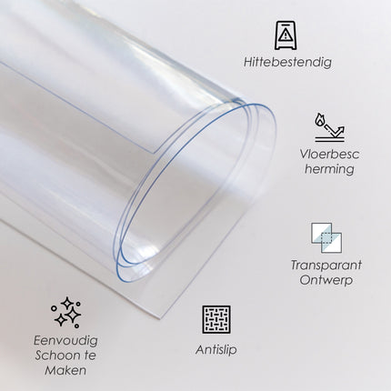 Tafelbeschermer 120x60 cm - Transparant Glashelder, Hittebestendig & Antislip - Duurzaam Tafelkleed van 1 mm Dikte