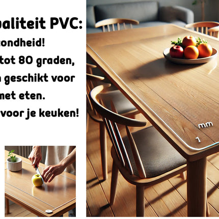 Tafelbeschermer 120x60 cm - Transparant Glashelder, Hittebestendig & Antislip - Duurzaam Tafelkleed van 1 mm Dikte