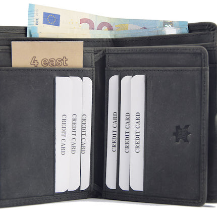 Portemonnee buffelleer - portemonnee met veel pasjes - Portemonnee heren - Portemonnee - Portemonnee kwaliteit - Unisex portemonnee - Zwart
