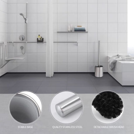 Stijlvolle Toiletborstel met Houder - 10x38x38 cm - Gemaakt van Roestvrij Staal - 0.52 kg 