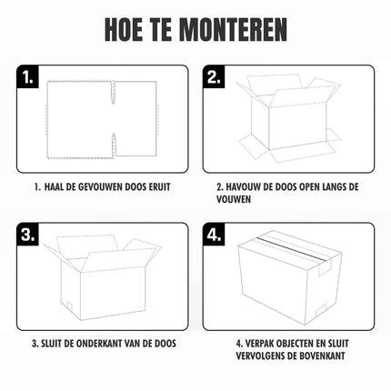 Verhuisdozen 95L - Set van 10 Verhuizen Doos Groot - 55 kg Draagkracht - 60x40x40 cm - Professioneel