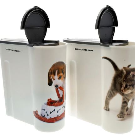Voerbak Voedselcontainers-Kattenbak - 4L- 2 Stuks voor Katten en Honden - Brokkenbak - Geurdichte Voeropslag