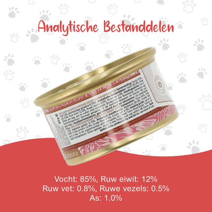24x Natvoer voor Katten - Tonijn in Blik  - Gelei Mix -  85g - 51% Tonijn & Rijst - Premium Natvoer Adult Katten 