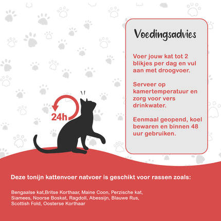 24x Natvoer voor Katten - Tonijn in Blik  - Gelei Mix -  85g - 51% Tonijn & Rijst - Premium Natvoer Adult Katten 