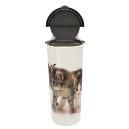 Kattenvoercontainer - Handige Opbergdoos voor Kattenvoer - 4L - Voedselcontainer - Wit - Kunststof - 25.5cm x 9.5cm 