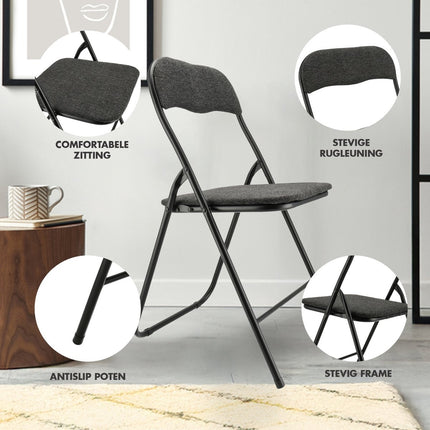 Klapstoel 43 cm zithoogte - Tafelstoel zwart- Velvet klapstoeltjes - Luxe klapstoelen  - 