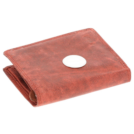 Rode Lederen Billfold Portemonnee van 4 East - 9x2x11 cm - 14 Creditcardvakjes - Muntenvak - Compact Formaat - voor Heren & Dames