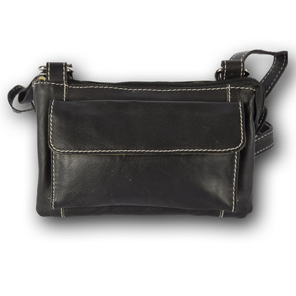 Handtasje | 13cm*18.5cm*10.5cm | Zwart | Schoudertas | Echte leer